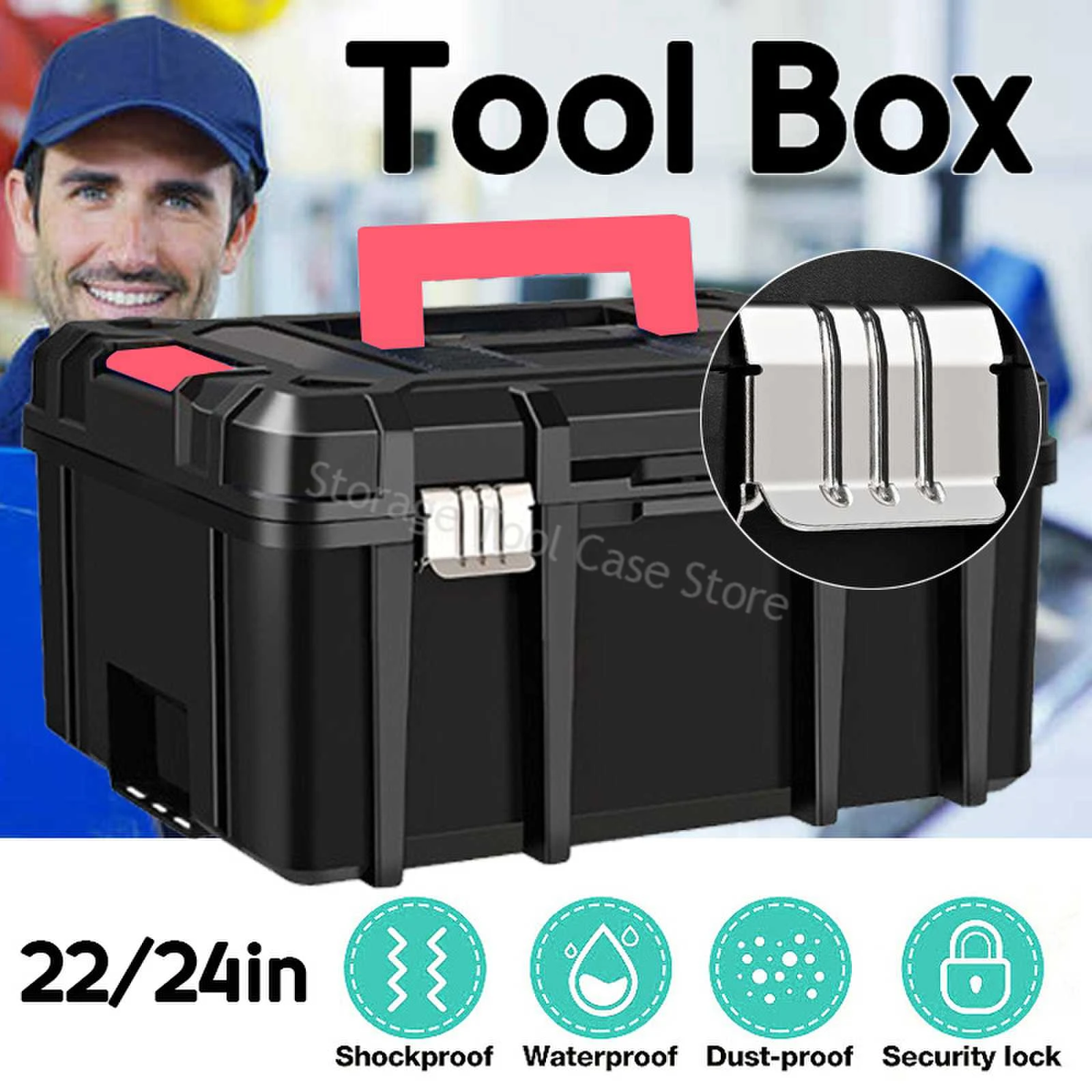 

Hardware Toolbox 2-Layer Tools Storage Box with Handle Portable Empty Large Tool Box Maintenance Tool Storage Carrying Case