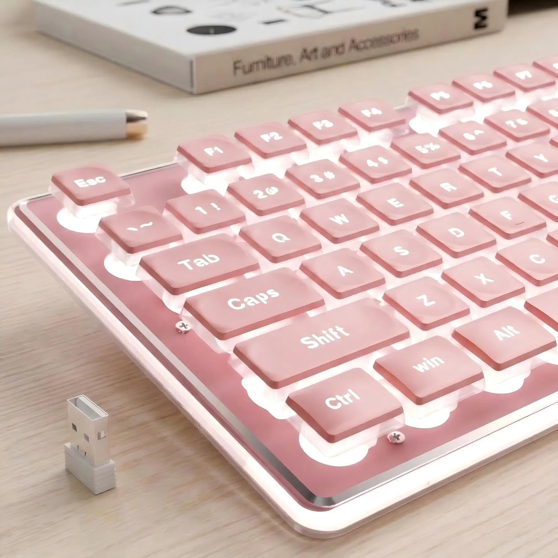 EWEADN X7S Wireless Keyboard 2.4G Backlit Silent Rechargeable Keyboard Hot-Swappable Keys For Office Home Mechanical Keyboards