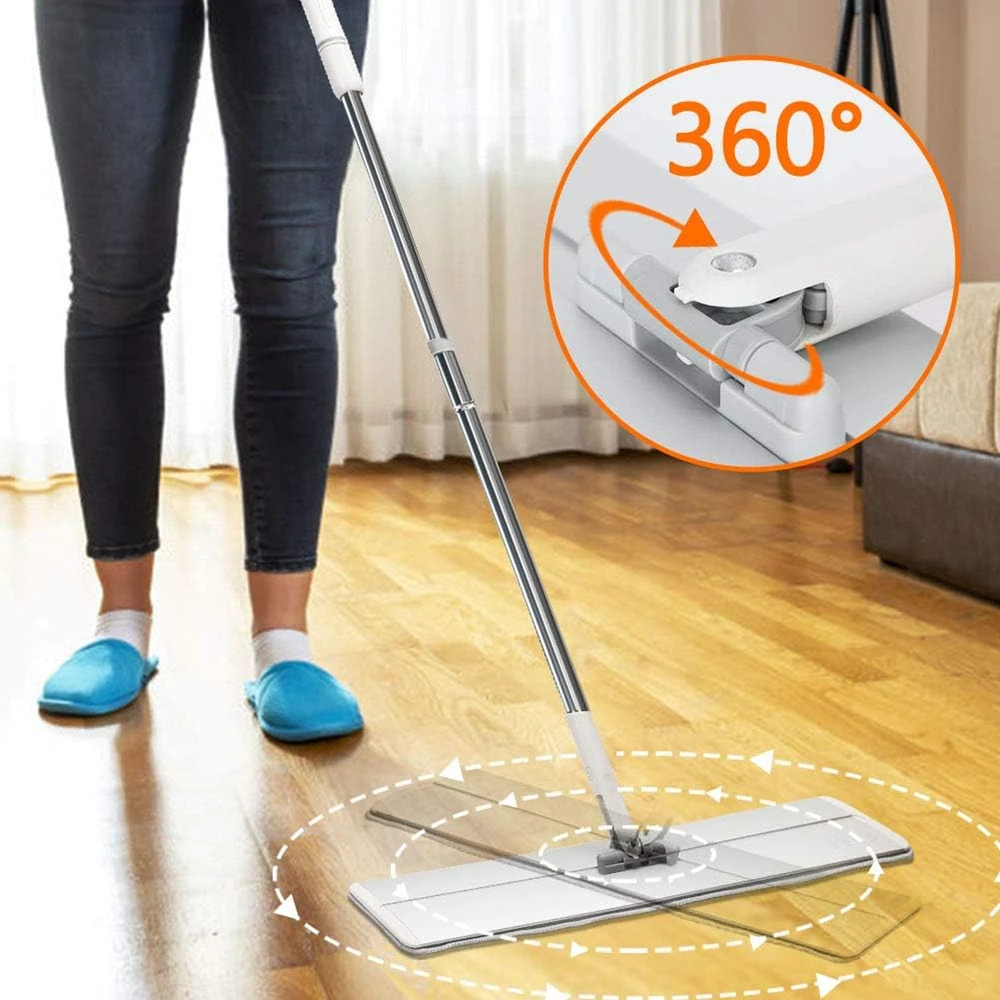 Okwife 23.6 inch Professional Microfiber Mop, Large Flat Mop, Floor Cleaning mop Wet Dry Mops with 2 Replacement Mop Pads