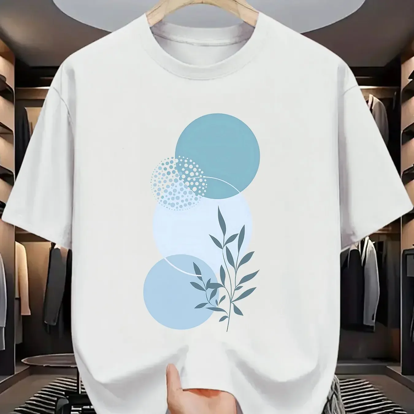 

Men Summer New Trend Pure Cotton Fashion Casual Loose and Comfortable Sports Round Neck Short-sleeved T-shirt Breathable Top