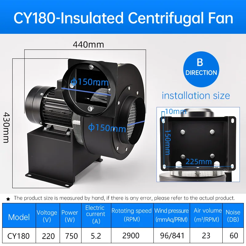 CY180 Stainless Steel High Temperature Centrifugal Fan Industrial Heat Resistant Exhaust Fan For Oven Boiler Kiln