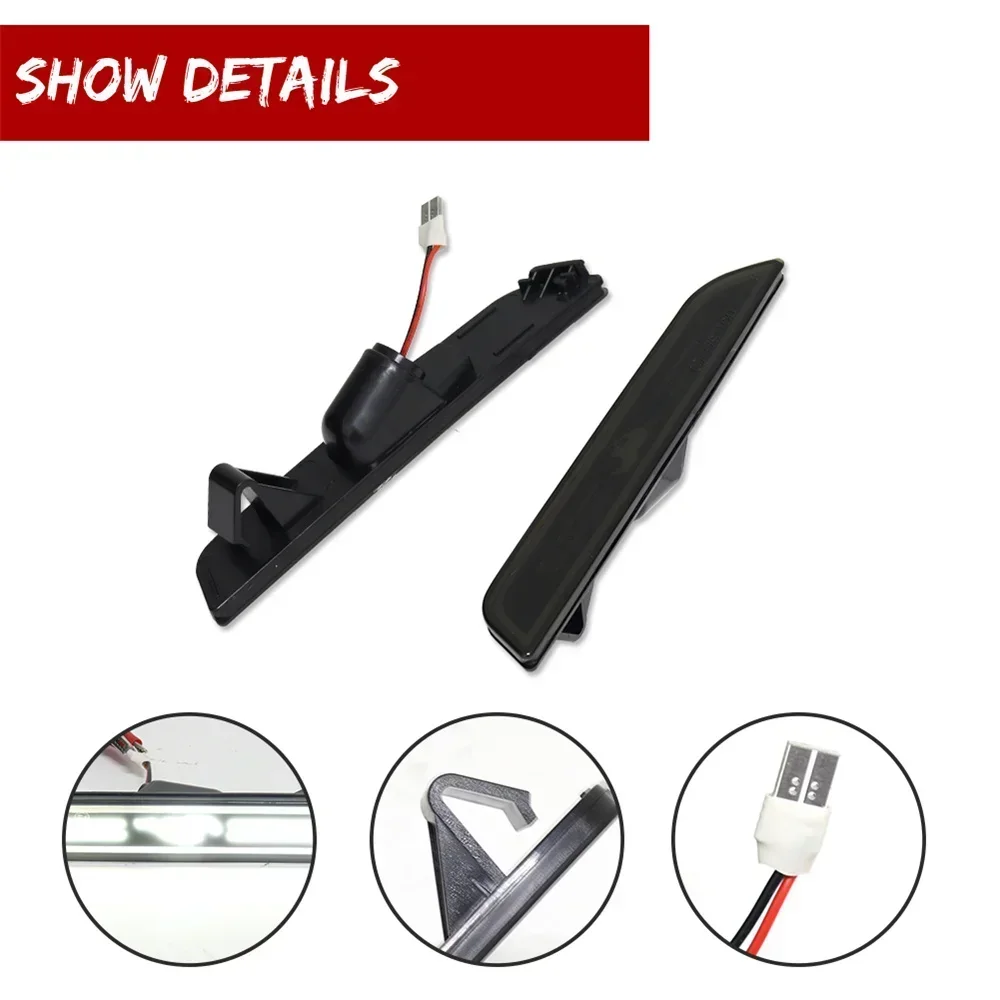 Car Rear Bumper Side Marker Indicator Lights Parking Lights For Ford Mustang 2010-2021 Fender Flare Lamps Red / White LED 12V