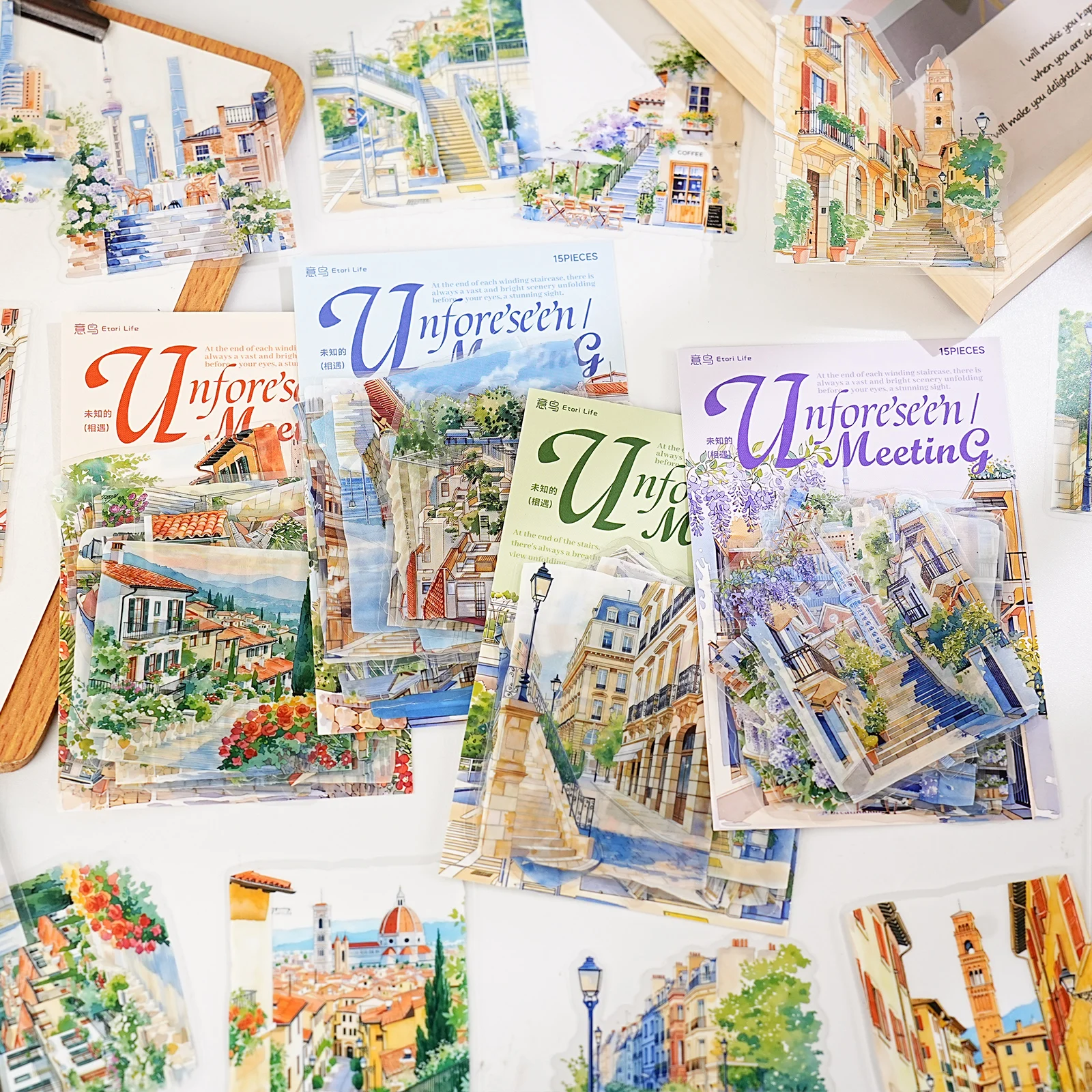 

Etori Life Unknown Encounters Series American-Style Oil Painting Style City Architecture Landscape Collage DIY Stickers Suitable for Laptops, Suitcases, Guitars, Photo Albums, Office Decoration Accessories, Handmade Scrapbooking Supplies, Home Decoration,