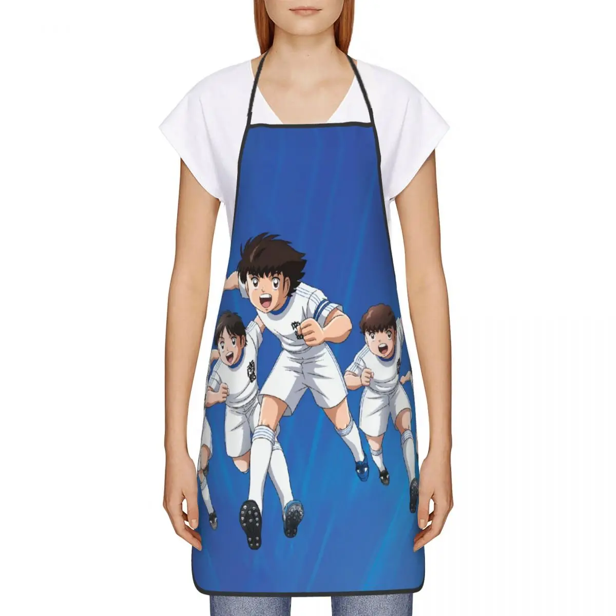 Bib Captain Tsubasa Newteam Aprons for Men Women Unisex Chef Kitchen Cooking Anime Japanese Football Tablier Cuisine Painting