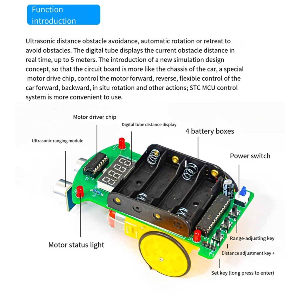 Ranging and obstacle avoidance car DIY Ultrasonic Ranging and Obstacle Avoidance Car Welding Kit