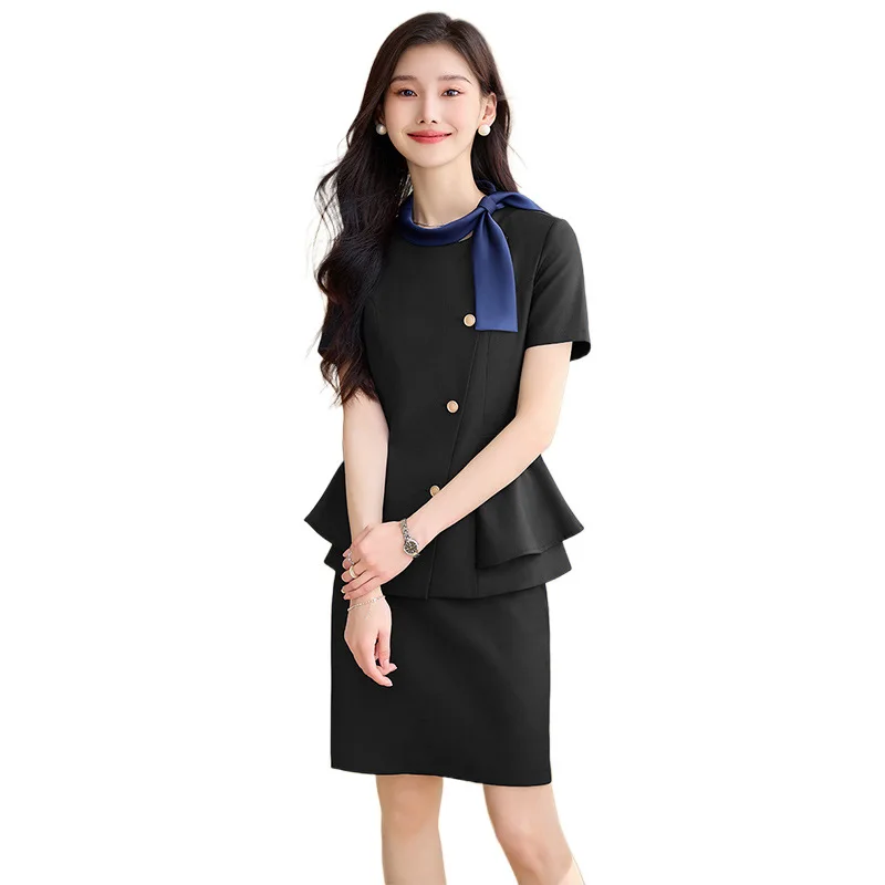 Business Suit Women's Summer Short Sleeve Temperament Hotel Front Desk Uniform Beauty Salon Tooling Jewelry Shop Workwear