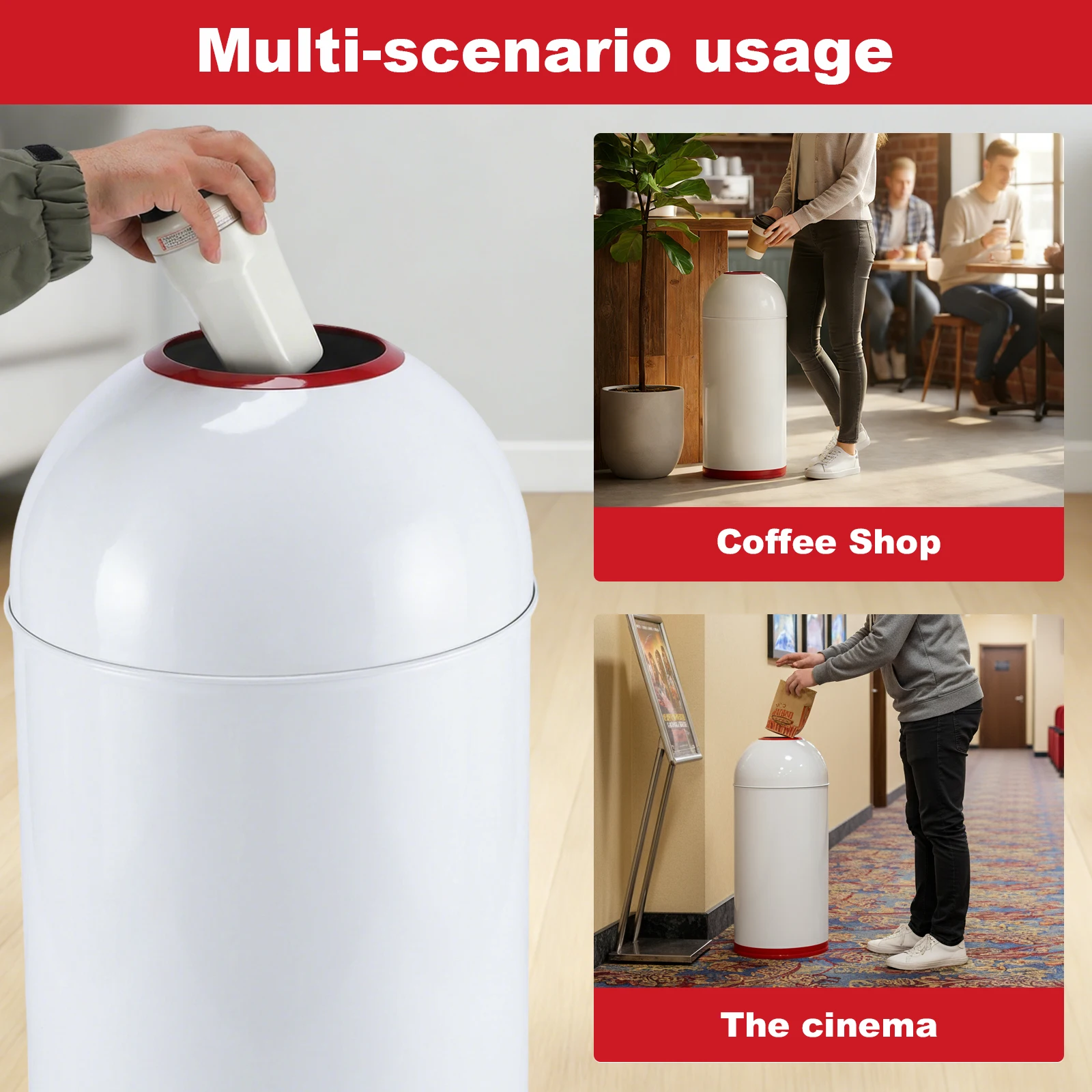 

Уличный высокий мусорный бак на 58 л со съемным внутренним ведром, большой контейнер для отходов, подходит для отелей, ресторанов и кофеен