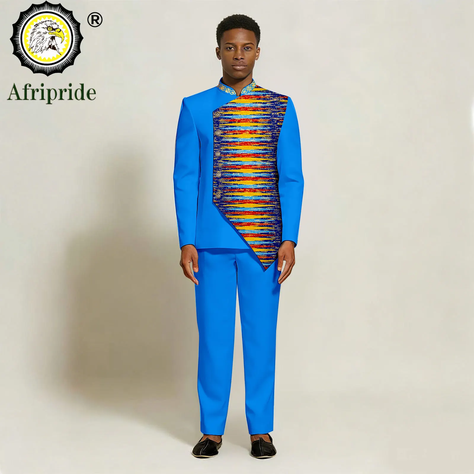 

Dashiki Men Suit Slim Fit Embroidery Single Breasted Full Sleeve Blazer and Trousers Set Print Outfits African Clothes 2616055