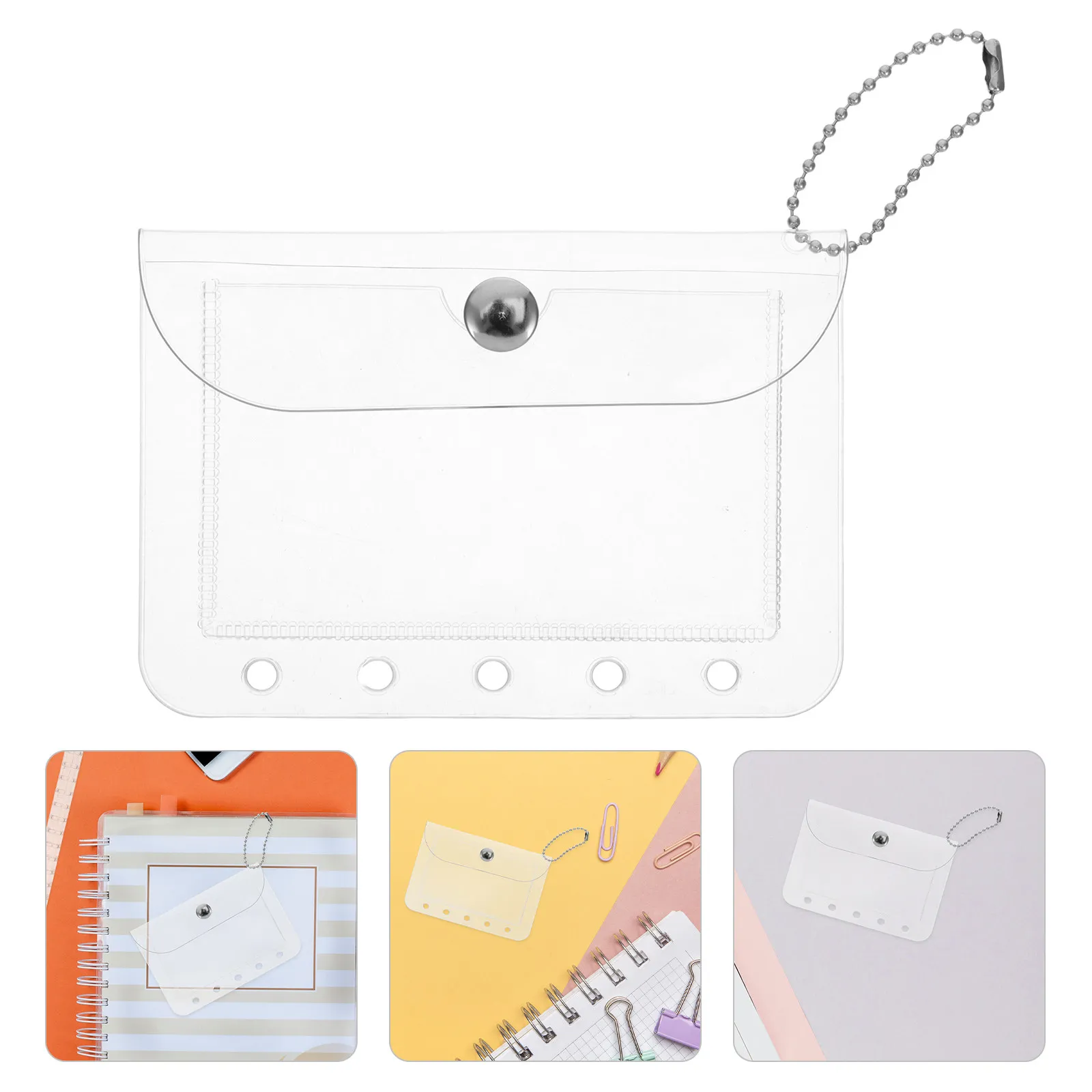 

Набор из 4 прозрачных водонепроницаемых мини-карманов-биндеров с застежкой, на 5 отверстий, для денег, монет, бюджетных документов, вкладышей для планеров