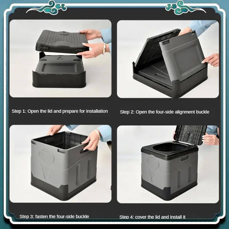 

Portable Folding Toilet For Camping Travel Folding Car Emergency Toilet Reusable Toilet For Adults Kids Easy To Use -Grey