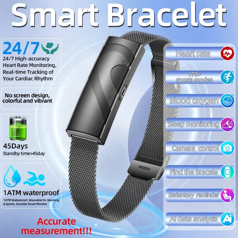 

LIGE Fashion Smart Bracelet Real-time Heart Rate Monitoring Sports Fitness Tracker Wristband Waterproof Smart Watch For Couple