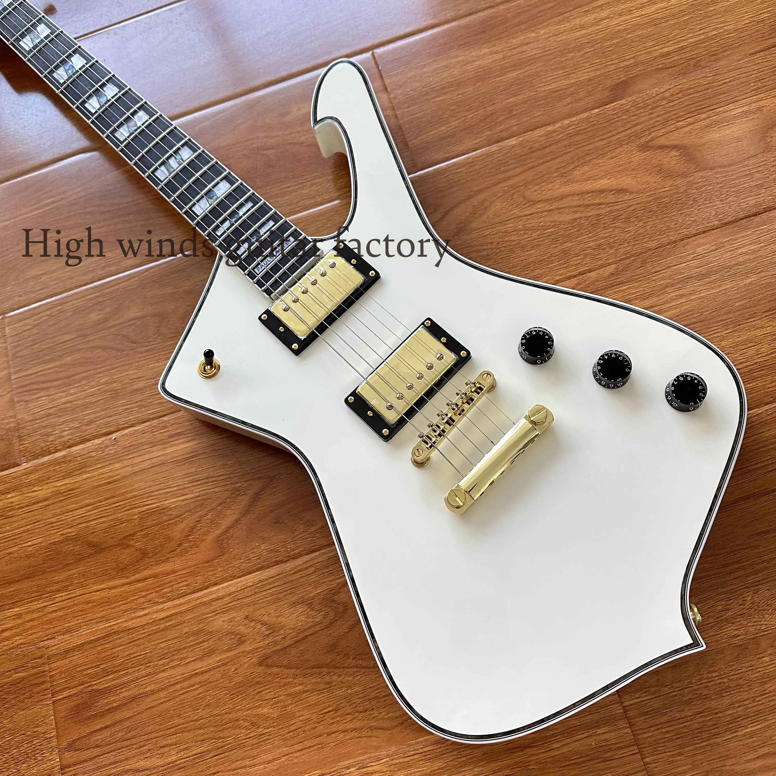 Brand New White Iceman Electric Guitar Gold Hardware Fixed Bridge HH Pickups