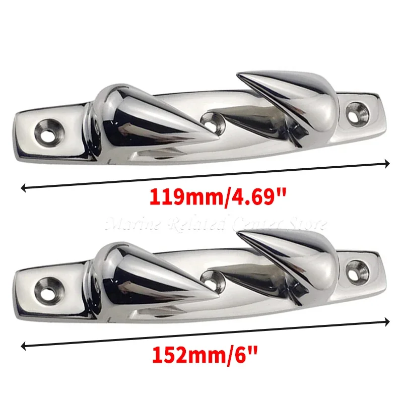 4.69inch /6inch Anchoring Mooring Cleats Left Right 316 Stainless Steel Fairlead Mooring Line Yacht Rope Cleat Hardware