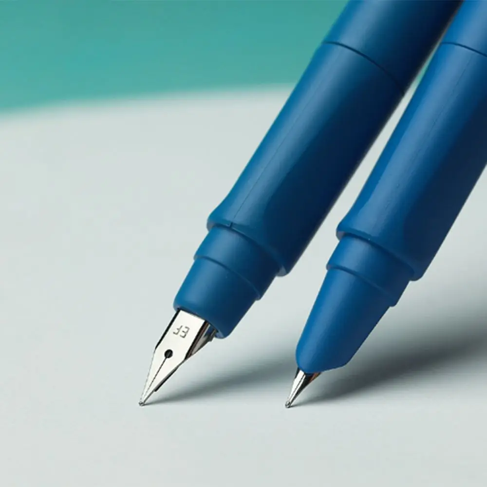 Retractable Press Type Fountain Pen Notched Calligraphy Practice Writing Pen Three Point Positioning Exchangeable Ink Cartridge