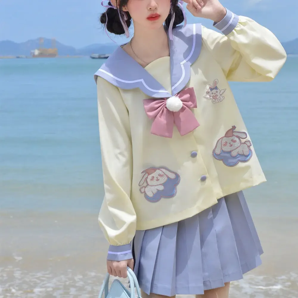 

Rabbit sweet cute jk uniform spring summer long/short sleeved sailor suit suit Anime Character Cosplay Costume pleated skirt set