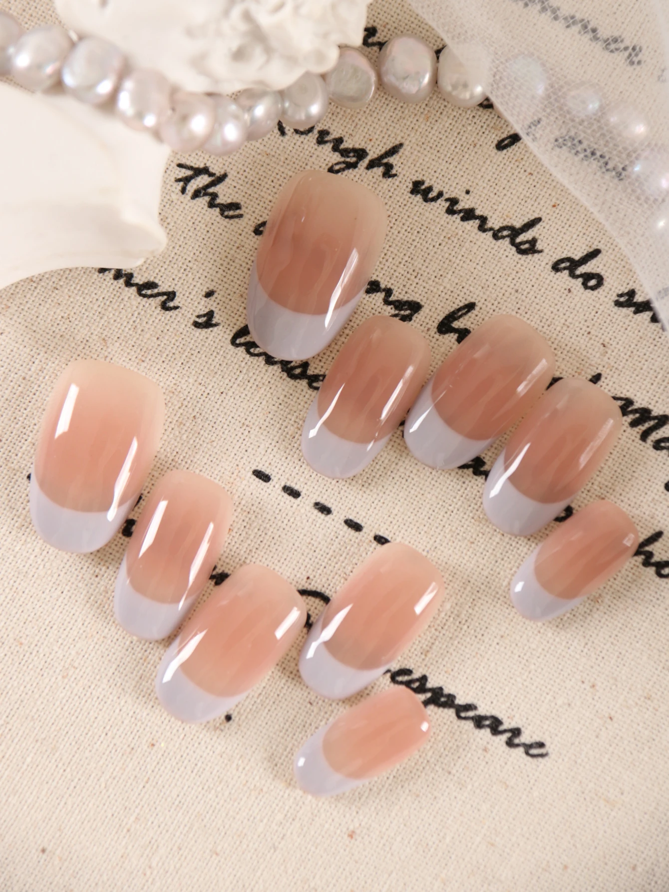 10Pcs Press on Nails Short Purple French Minimalist Fake Nails Includes 1 Sheet Adhesive Tabs & 1 Pc Mini File
