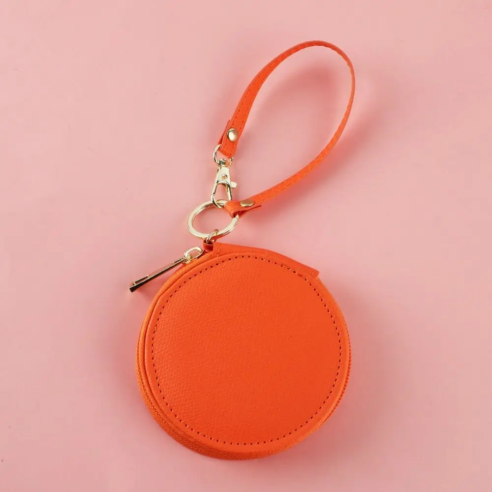 PU Leather PU Leather Coin Purse Bag Pendant Keychain Korean Style Round Wallet Small Storage Bag Earphone Bag Small Storage Bag