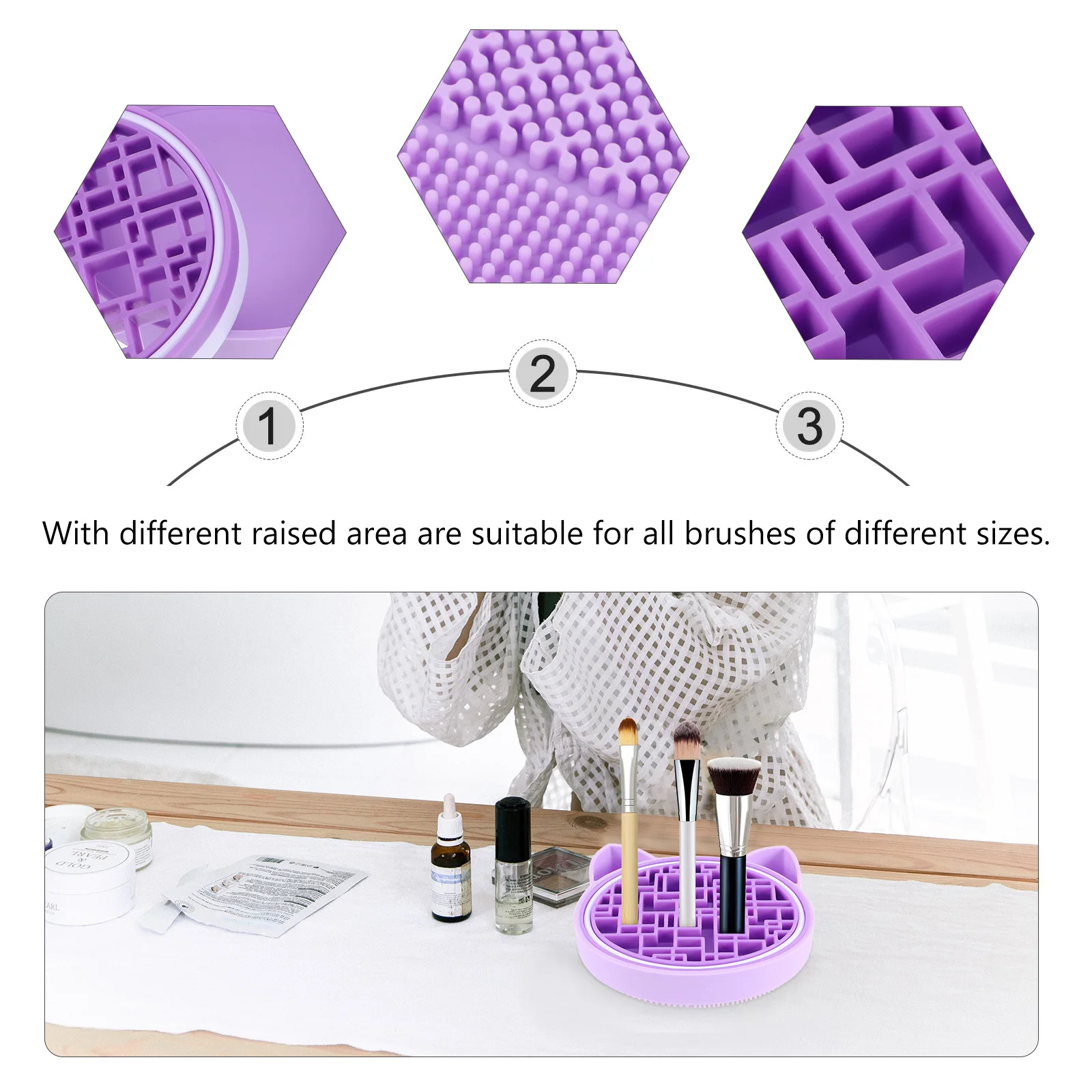メイクブラシ洗浄マット シリコン製 2 in 1 スクラバーと乾燥ステーション 効果的な油汚れ除去 長持ち 安全な使用