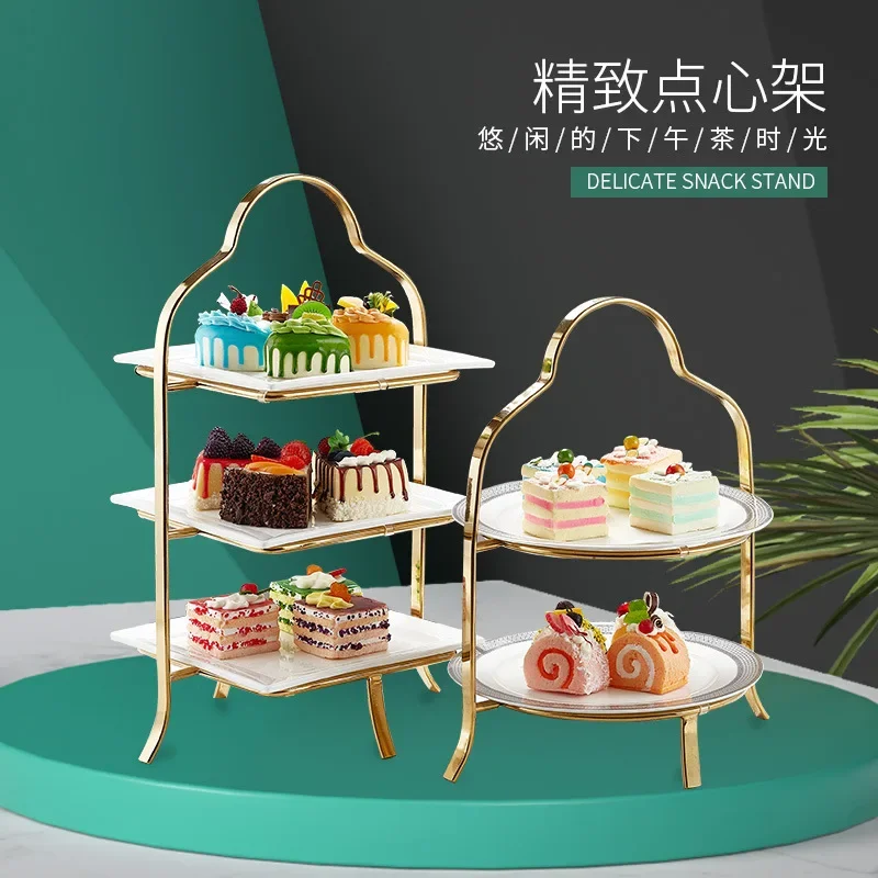 Three-layer afternoon tea snack rack, wine party dessert , display , buffet, cold meal,break