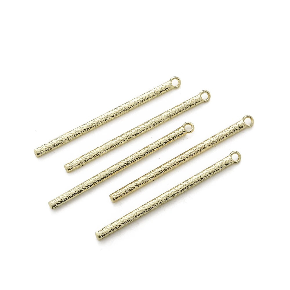 5pcs Kc Gold Long Bar Single Pole Charm Pendants Stick Strip Long Vertical Charms For Jewelry Making Necklace Earrings Supplies