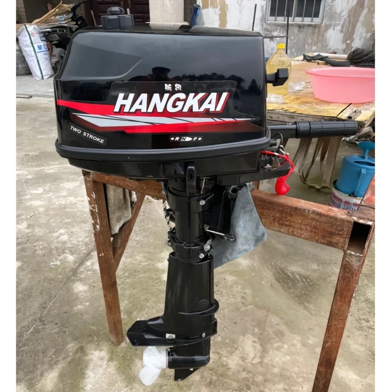 Hangkai 2 Stroke 6HP Gasoline Outboard Engine for Fishing Kayak, Canoe Boat Motors, New Water Cooled, Free Accessories