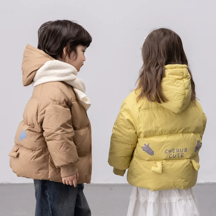 

2025 Winter New Children's Cold-Proof Short Hooded Jacket Autumn Winter Children's Clothing Feather Velvet Coat
