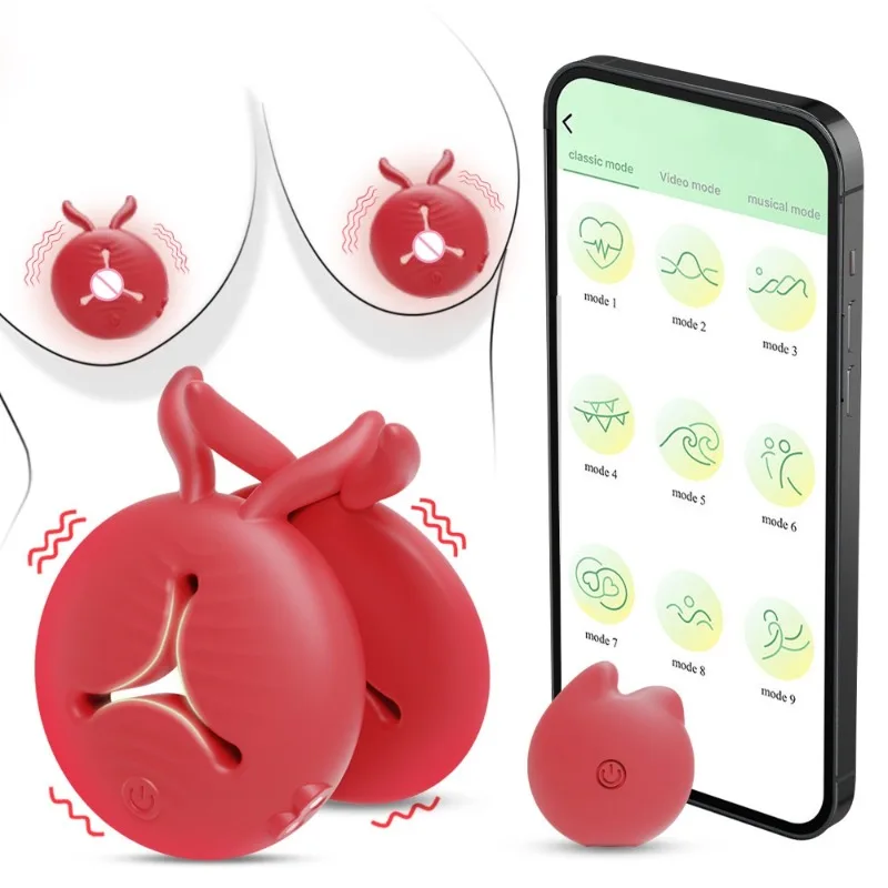 حسناء حزمة كاملة لاصق الحلمة تحفيز كليب أنثى APP التحكم عن بعد الاهتزاز تدليك الثدي الاستمناء منتجات للبالغين