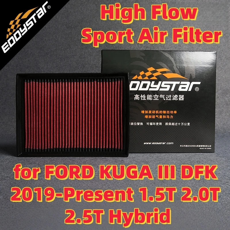 

High Flow Sport Air Filter for FORD KUGA III DFK 2019-Present 1.5T 2.0T 2.5T Hybrid Washable Racing Intake Filters