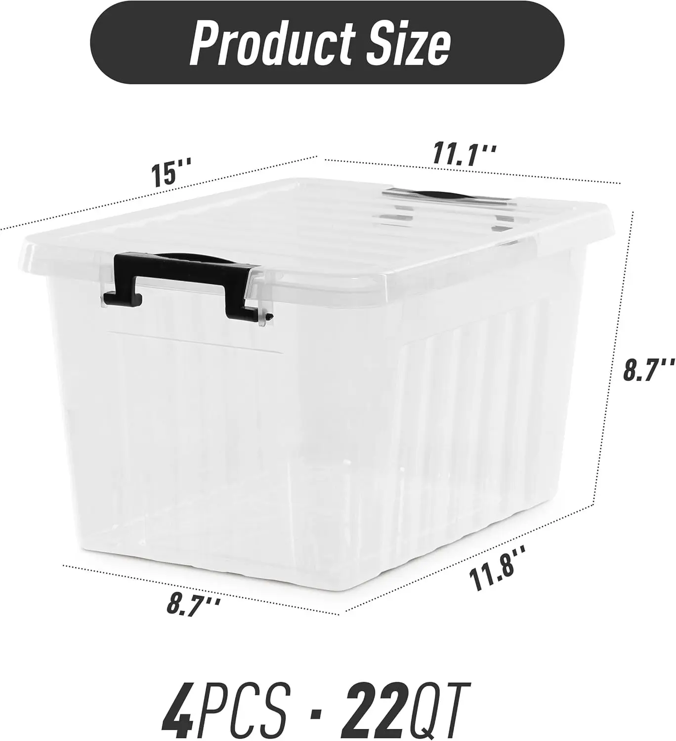 Citylife 22 QT Clear Plastic Storage Bins with Lids Stackable and Nestable Storage Boxes with Lids Large