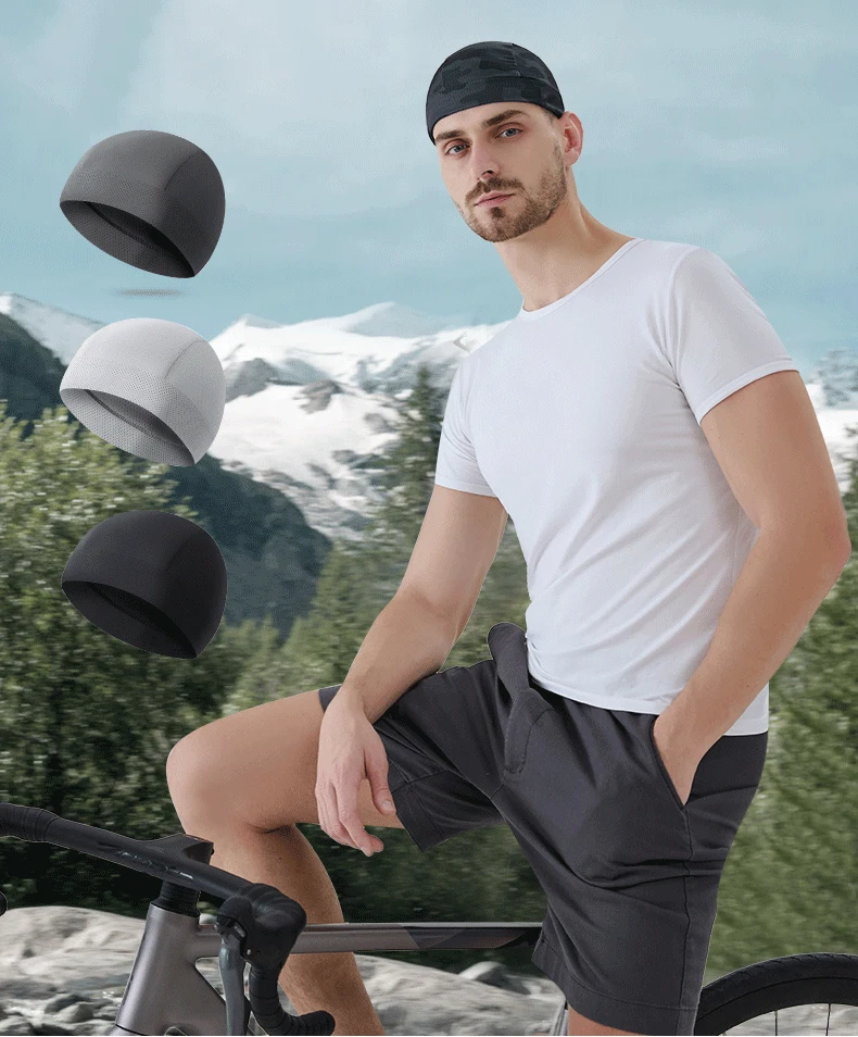 Atmungsaktive Netz-Fahrradkappe Helmfutter Schnelltrocknend UV-Schutz Kühlende Mütze für Männer und Frauen Sommer Dehnbare Pendler-Mütze – Detail 2