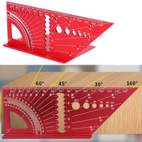 Aluminum Alloy Woodworking Square Ruler 3D Mitre Angle Measuring Template Tool 45 90 Degree Carpenter's Layout Gauge