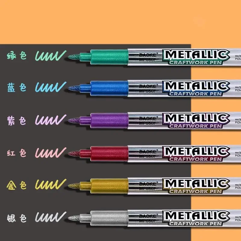 6Pcs/Set Multi Color Marker Signature Pen Metal Tracing Signature Pen Color Marker DIY High Gloss Painting Pen