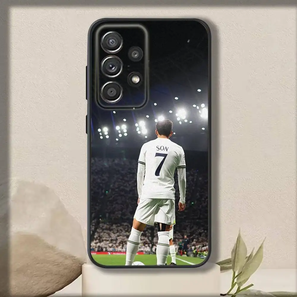 حافظة هاتف Soccer S-ons H-Heungs M-Mins لهاتف سامسونج S 25,24,23,22,30,21,10,9,Ultra,Plus,Lite,FE,4,5G حافظة سوداء ناعمة