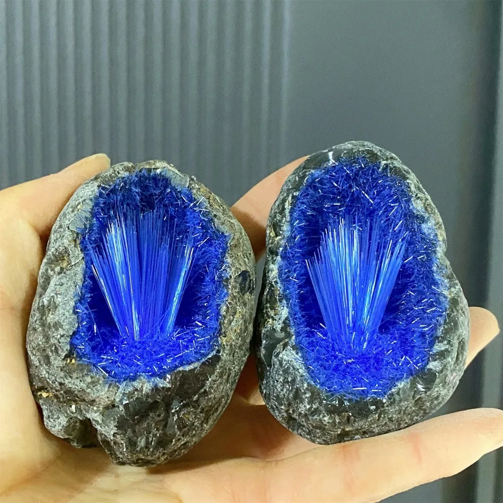 Blaue Geode Eisen-Phosphor-Magnesium-Minenkristalle, Flash Royalblau Geode Mineralienexemplar Energie-Edelstein Kristallsammler – Detail 5