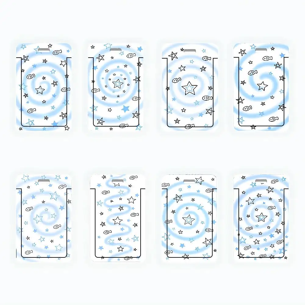 Blue Star ID Card Holder Cute PVC Badge Holder Cartoon Card Cover Student ID Bus Card Case With Clear Window