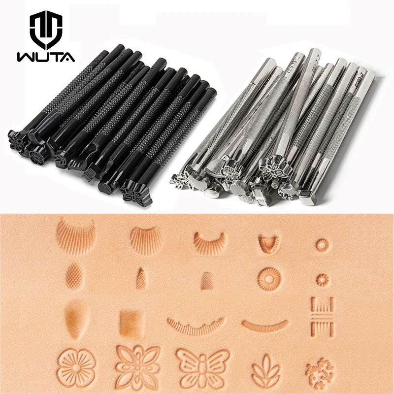 

WUTA Leather Stamping Tools Skin Stamps Kit Carving Leather 20Pcs Patterns Leather Craft Working Printing Embossing Punch Set