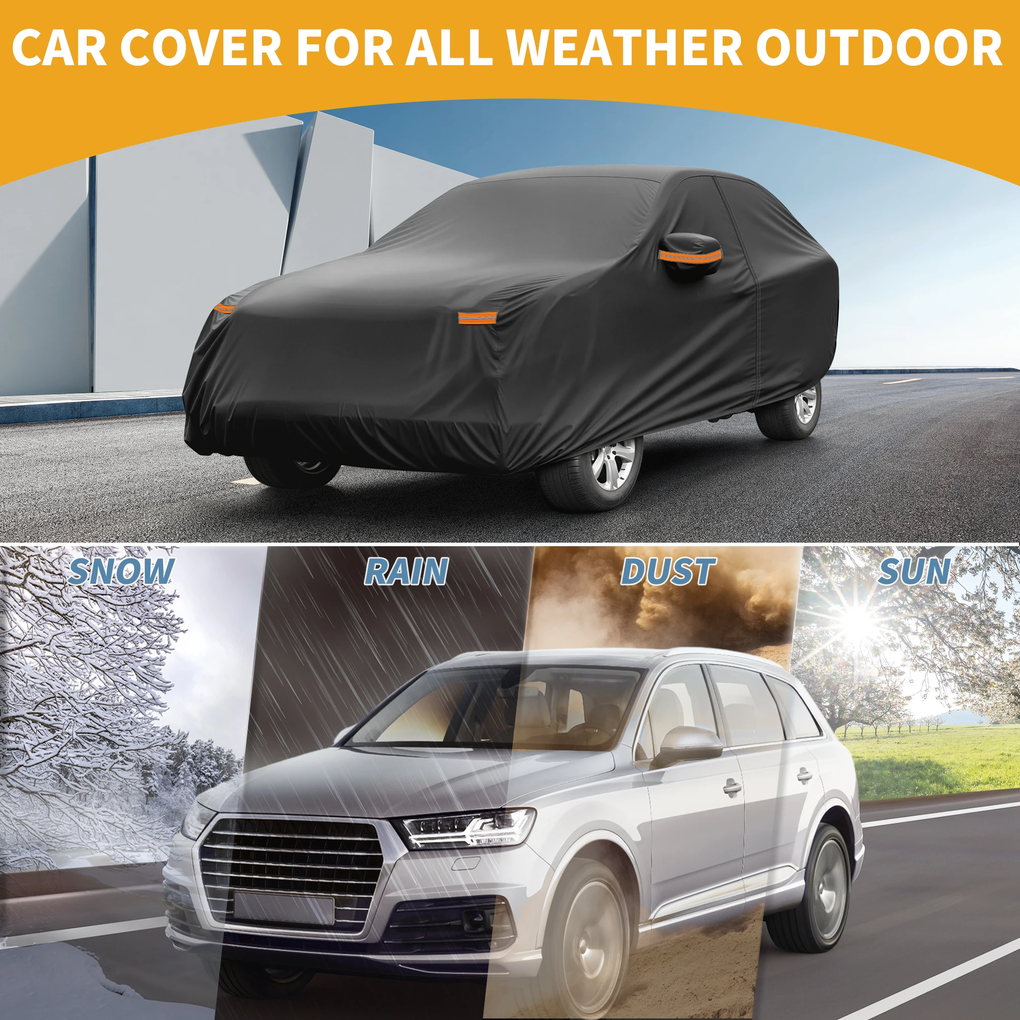 

Uxcell Car Cover All Weather for Mazda Cx-90 Black 190T-Pu with Left Zipper
