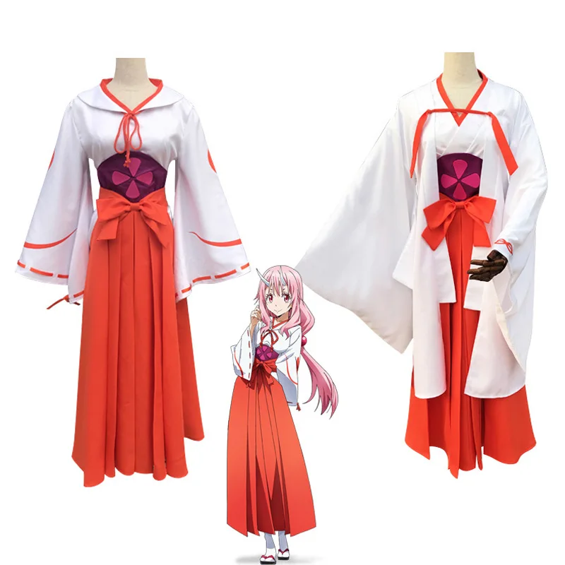 That Time I Got Reincarnated As A Slime TenSura Ogres Shuna Cosplay Japanese Miko Cosplay Costume Full Set Dresses Wig