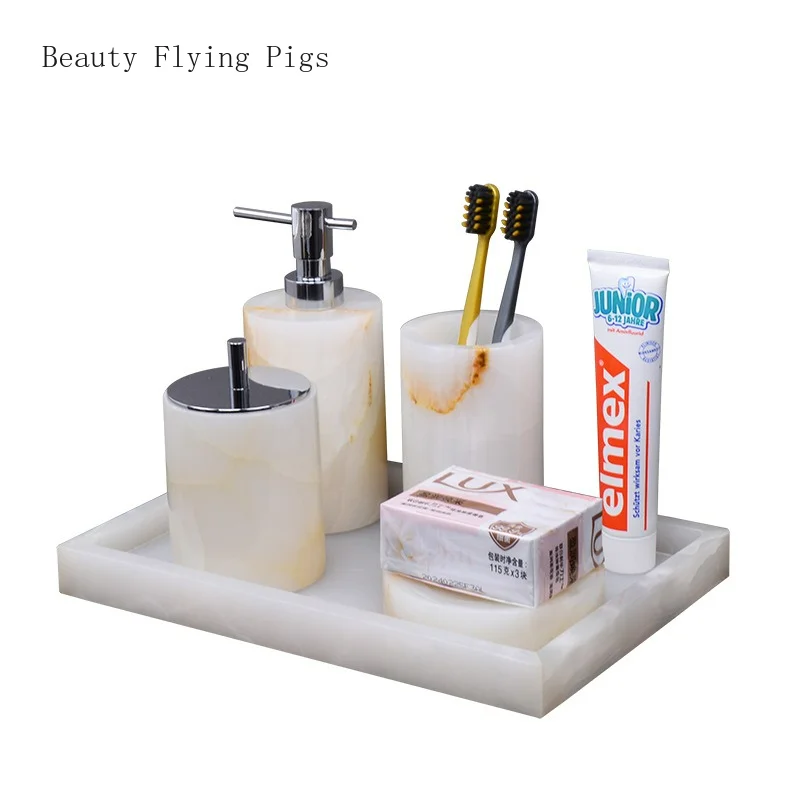 

Marble Light Luxury Bathroom Wash Set Tray Hotel Bathroom Hand Wash Table Toothbrush Shelf Decoration Bathroom accessories