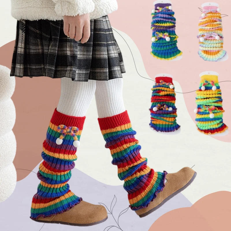 Girls Socks Leg Warmers Girls Pile Socks Children's Socks Baby Leggings Knitted Stockings Children's Calf Socks
