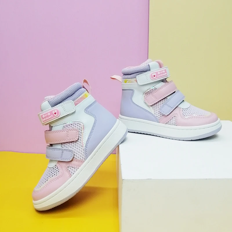 Baskets roses en cuir maillé pour enfants, chaussures orthopédiques 4 roues motrices médicales pour enfants, chaussures de sport pour tout-petits,