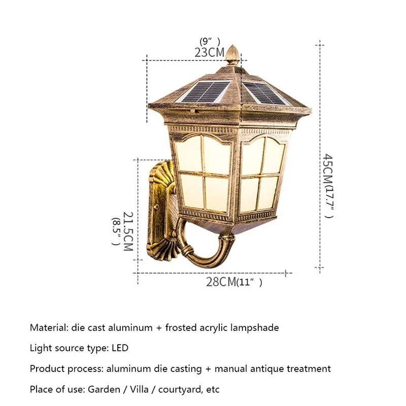 SAMAN Outdoor Solar Wall Sconces Light LED Waterproof IP65 Lâmpada moderna para Home Porch Decoração