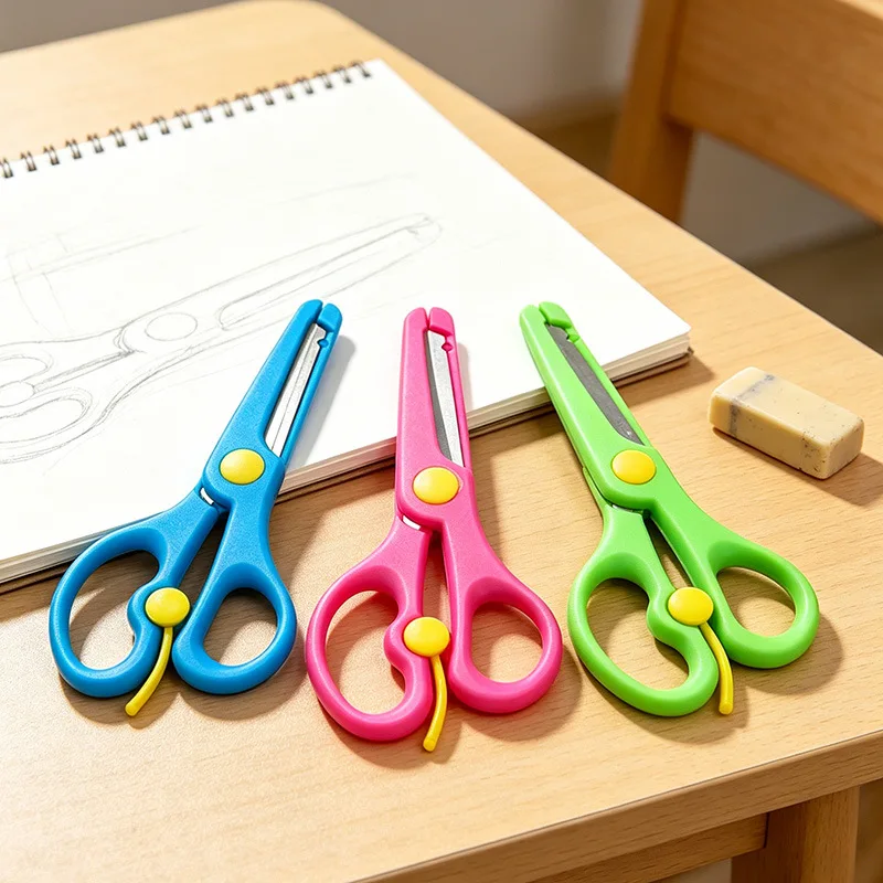 

Safety Kids Scissors, 3Pcs Set with Wave Straight Edges, Plastic Preschool Training Scissors for DIY Art Crafts