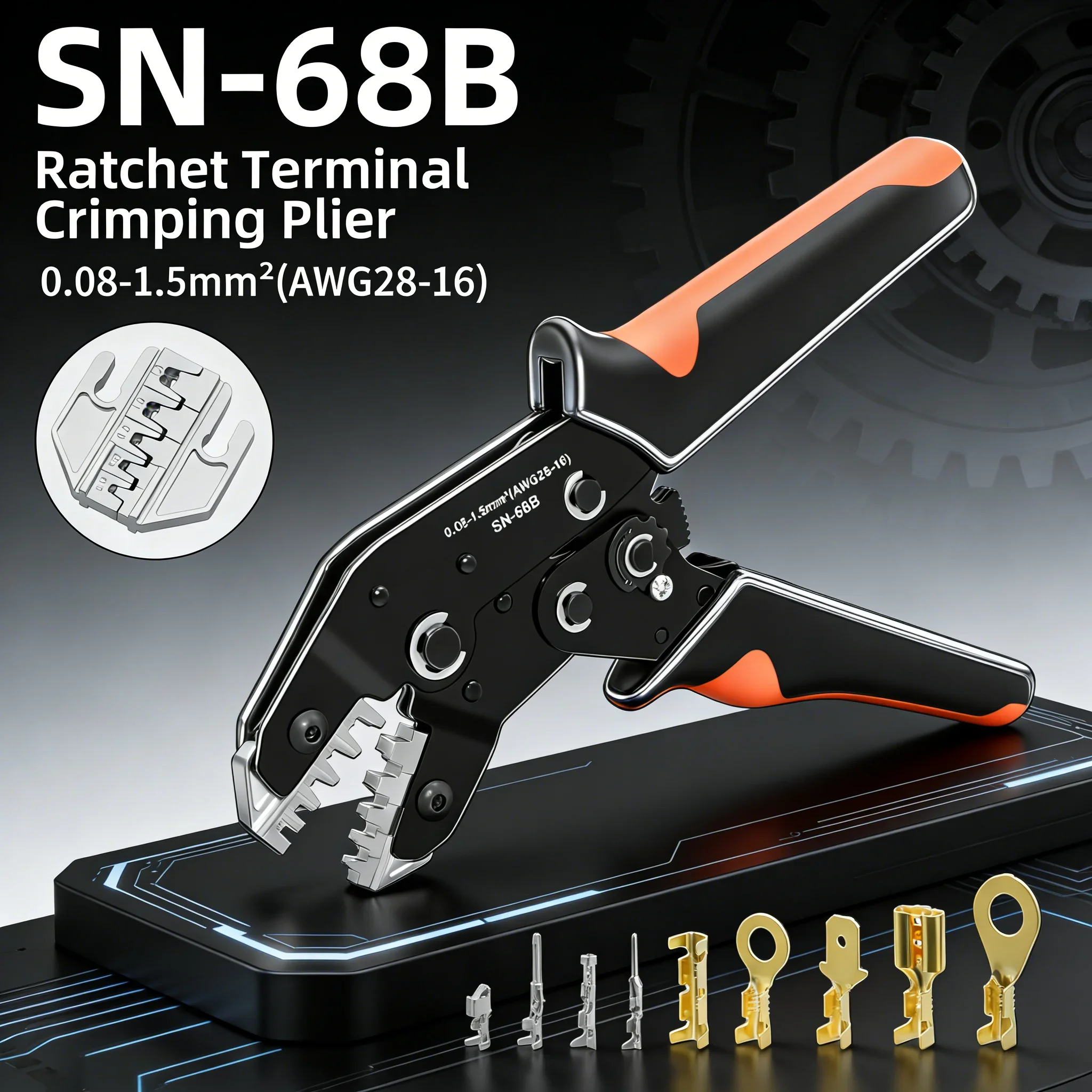 Ratchet Crimping Pliers Set SN-68B+02C+06WF Jaws for Dupont PH2.0 XH2.54 Insulated VE EN TE Terminals Electrical Repair Tools