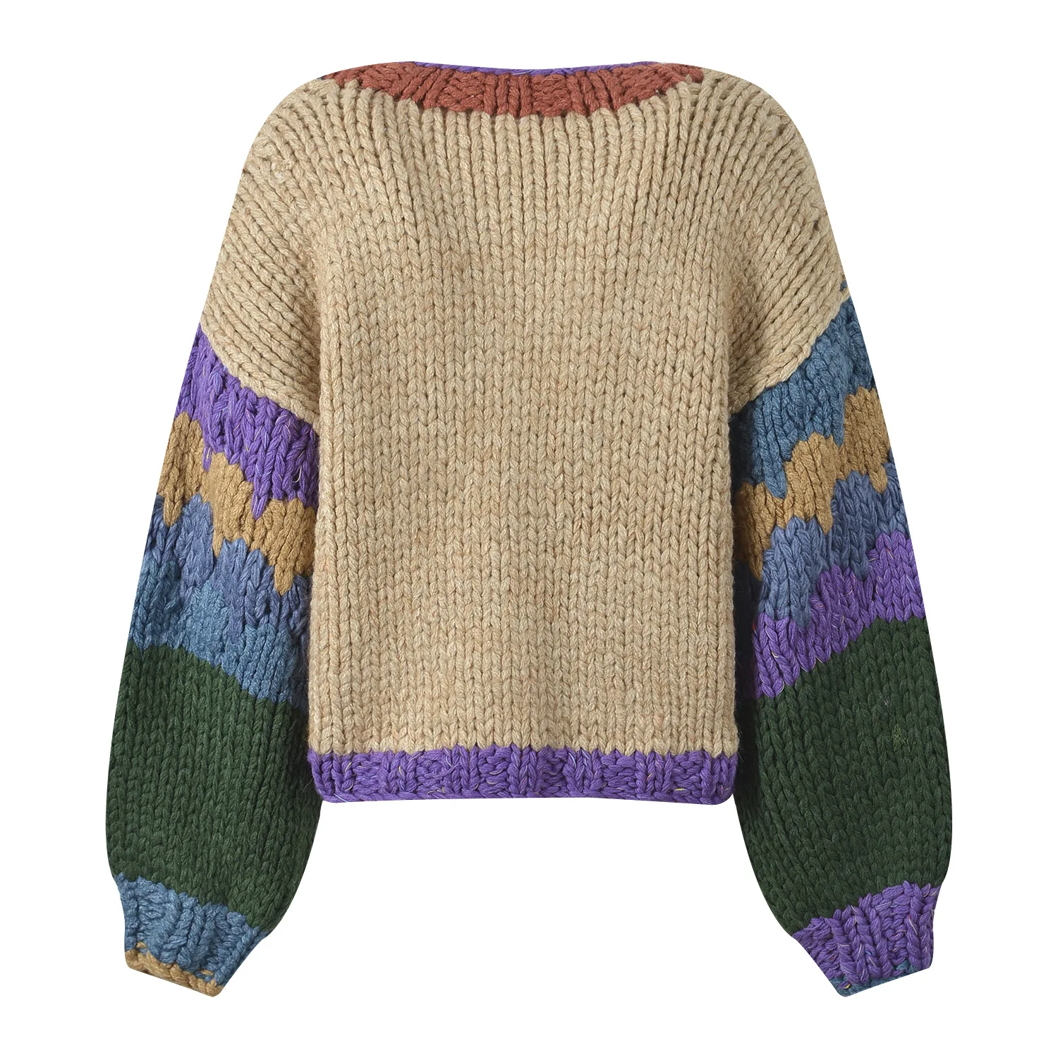 

High-End Version Autumn Winter Loose Casual Color Blo Knitted Sweater Jaet V-Ne Open Cardigan Women's Faion