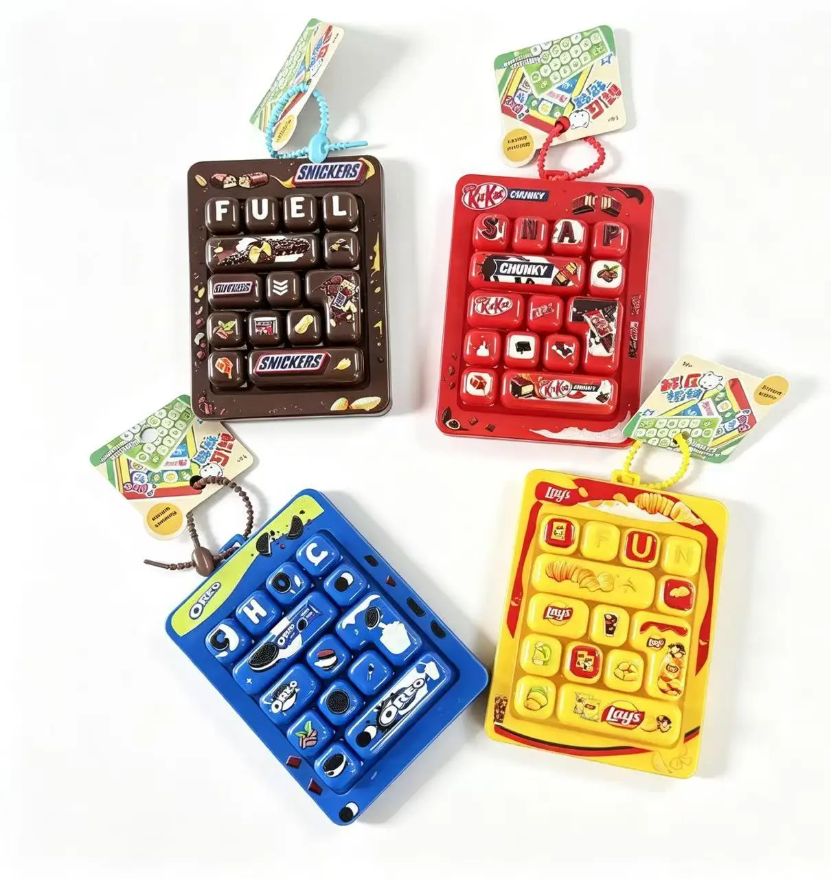 24 Keys Cartoon Bunny Strawberry Mini Fidget Toy Keyboard Keychain Finger Clicker Stress Relief Pendant Bag Hanging Ornament For