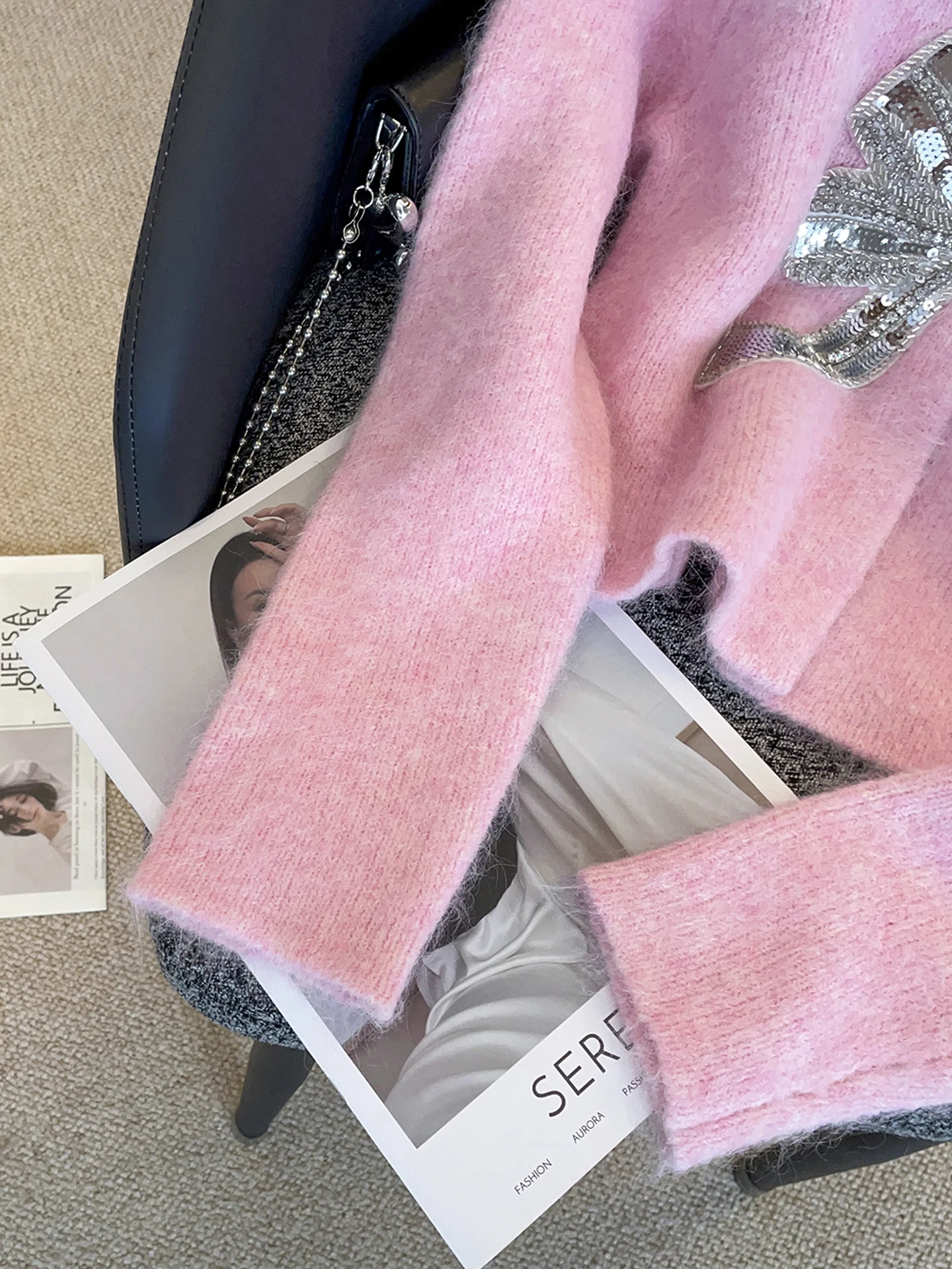 高級婦人用ニットセーター、結び目とダイヤモンドの装飾、通勤用、レギュラーフィット、ミディアムソフト、ロング丈...