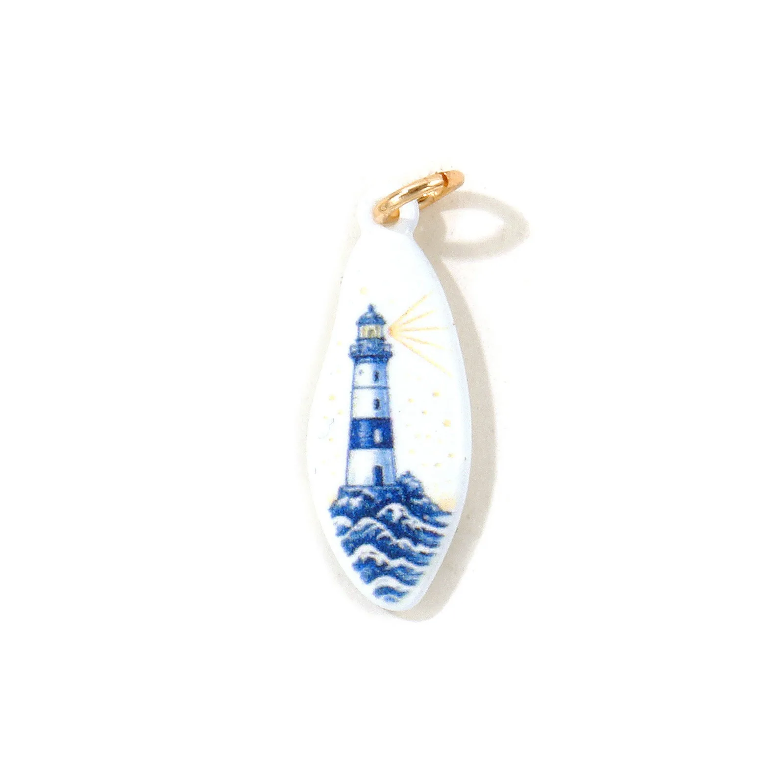 1 Stück Ozean-Schmuck Muschel-Schildkröten-Seepferdchen-Anhänger 18K vergoldet blau doppelseitig emailliert bedruckter Messinganhänger DIY 3x1cm – Detail 10