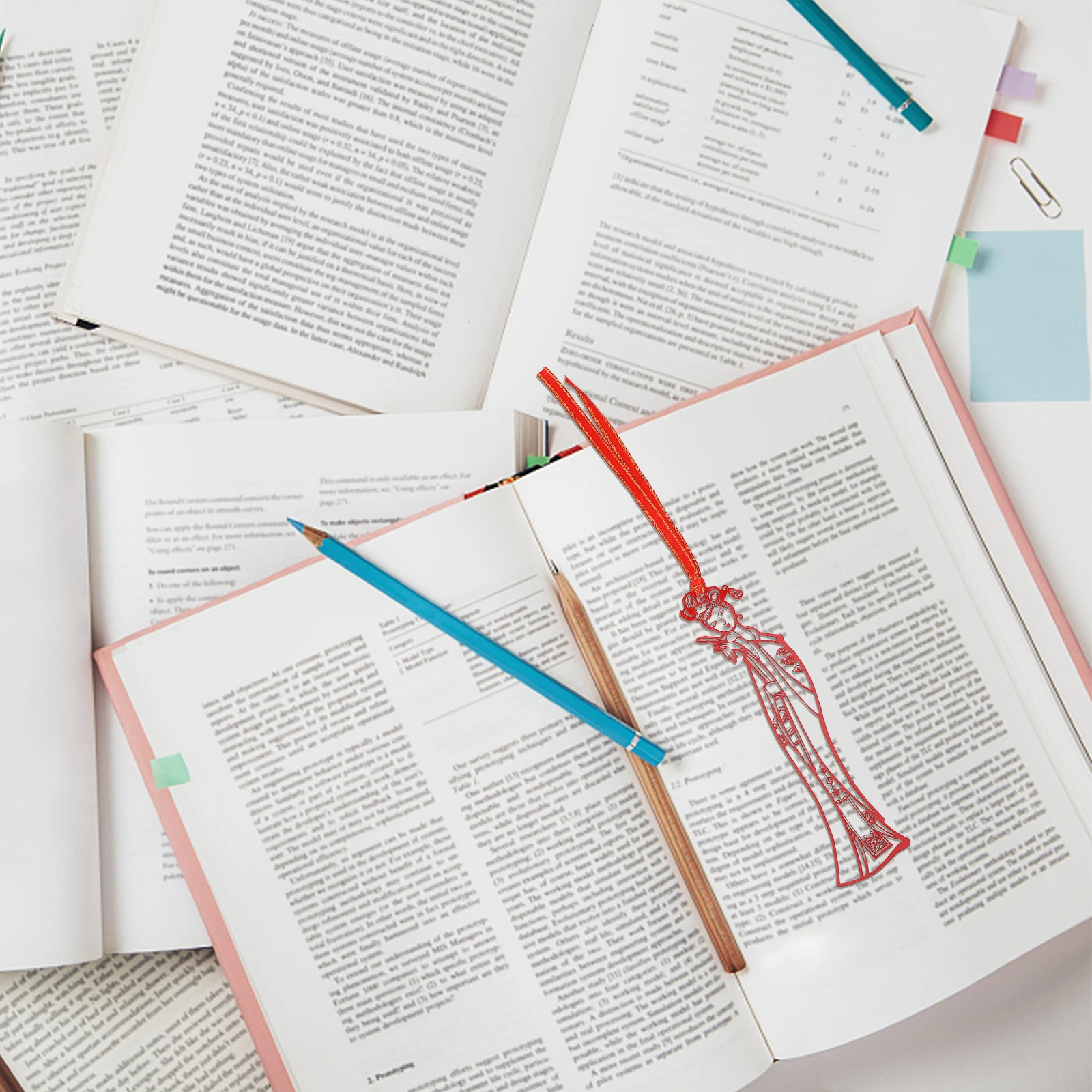 

4 Creative Metal Bookmarks Peking Face Masks Stainless Steel Red Lightweight Reading Accessories DIY Book Marks