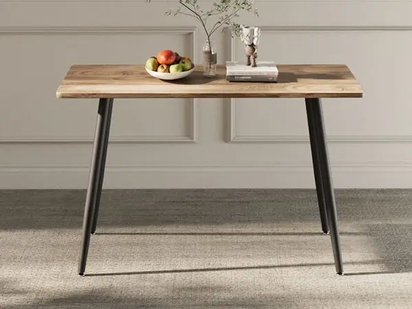 

47" Modern minimalist MDF wood color dining table, black metal legs, small sized dining table, computer desk, office desk, kitch